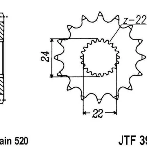 Řetězové kolečko JT JTF 394-16 16 zubů, 520 Koupit Online