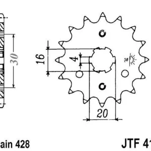 Značkový Řetězové kolečko JT JTF 417-14 14 zubů, 428