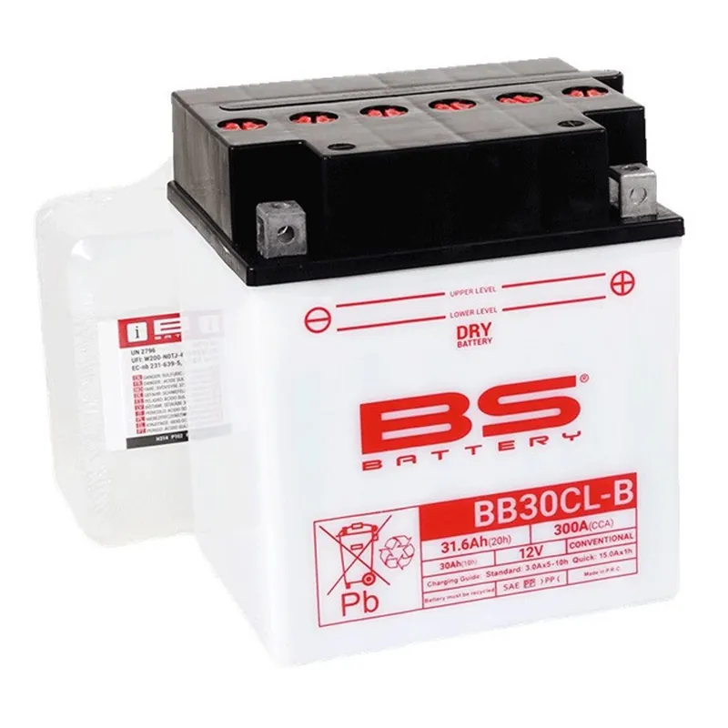 Značkový Konvenční motocyklová baterie BS-BATTERY BB30CL-B Včetně balení kyseliny