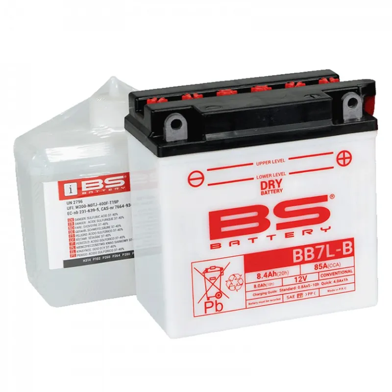 Konvenční motocyklová baterie BS-BATTERY BB7L-B Včetně balení kyseliny Super Cena