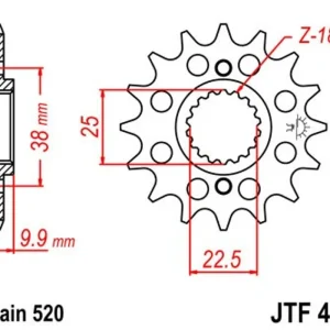 Řetězové kolečko JT JTF 403-13 13 zubů, 520 Značkový