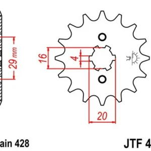 Řetězové kolečko JT JTF 425-12 12 zubů, 428 Nová Kolekce