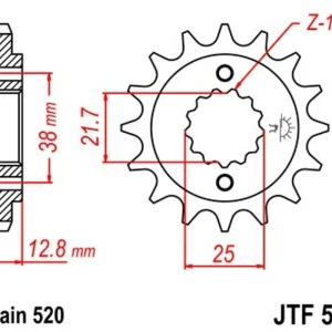 Řetězové kolečko JT JTF 511-16 16 zubů, 520 Dokud Zásoby Vydrží