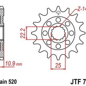 Nízká Cena Řetězové kolečko JT JTF 707-14 14 zubů, 520