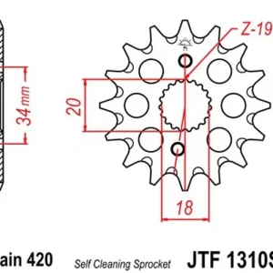 Řetězové kolečko JT JTF 1310-14SC 14 zubů, 420 Samočistící, Nízká hmotnost Doprava Zdarma
