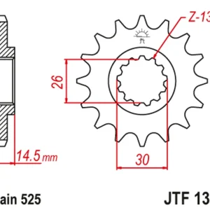 Řetězové kolečko JT JTF 1332-16 16 zubů, 525 Akce