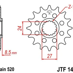 Řetězové kolečko JT JTF 1423-15 15 zubů, 520 Novinka