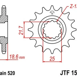 Řetězové kolečko JT JTF 1538-13 13 zubů, 520 Akce