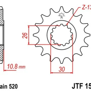 Přímo Od Výrobce Řetězové kolečko JT JTF 1579-17 17 zubů, 520