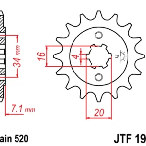 Řetězové kolečko JT JTF 1903-13 13 zubů, 520 Super Cena