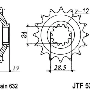 Řetězové kolečko JT JTF 524-15 15 zubů, 632 Originální