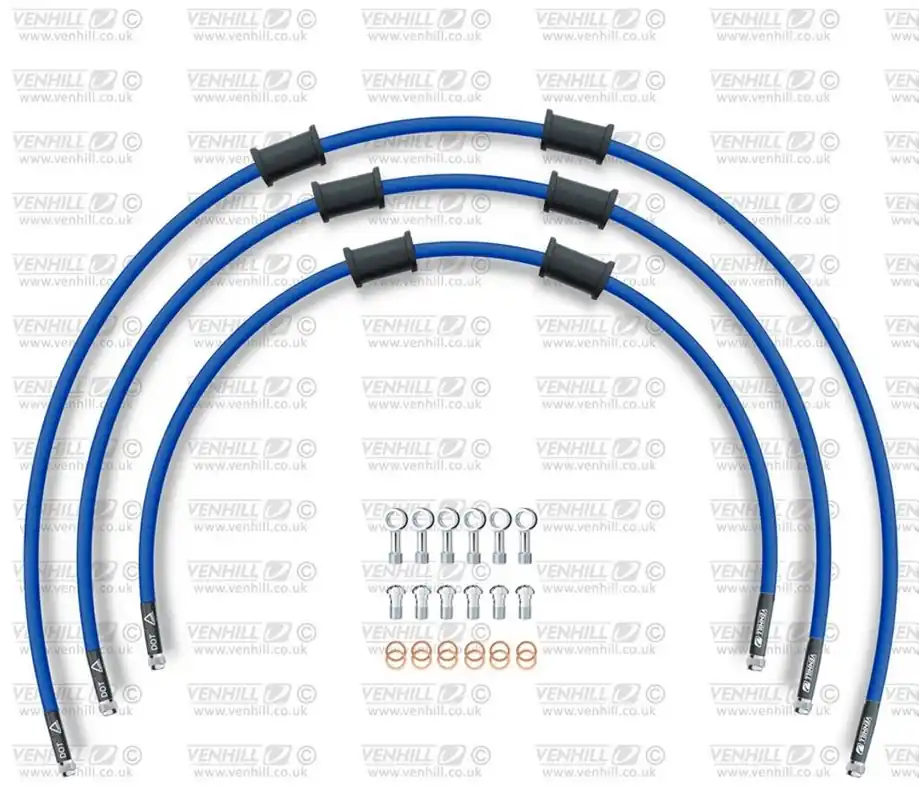 STANDARD Hadice přední brzdy sada Venhill POWERHOSEPLUS DUC-9006FS-SB (3 hadice v sadě) modré hadice, nerezové koncovky Sleva