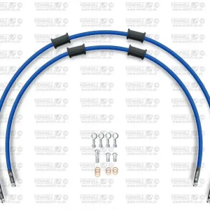 Akce CROSSOVER Hadice přední brzdy sada Venhill POWERHOSEPLUS HON-6015F-SB (2 hadice v sadě) modré hadice, chromové koncovky