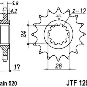 Autentický Řetězové kolečko JT JTF 1295-15 15 zubů, 520
