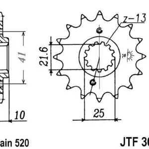 Vysoce Kvalitní Řetězové kolečko JT JTF 308-15RB 15 zubů, 520 pogumované