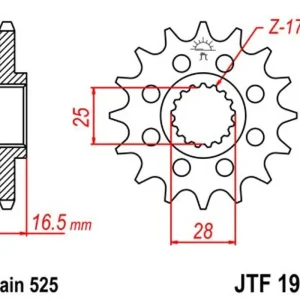 Akční Cena Řetězové kolečko JT JTF 1904-15 15 zubů, 525