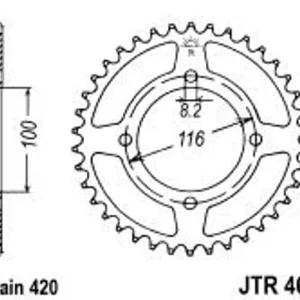 Aktuální Řetězová rozeta JT JTR 461-52 52 zubů, 420