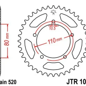 Autentický Řetězová rozeta JT JTR 1075-36 36 zubů, 520