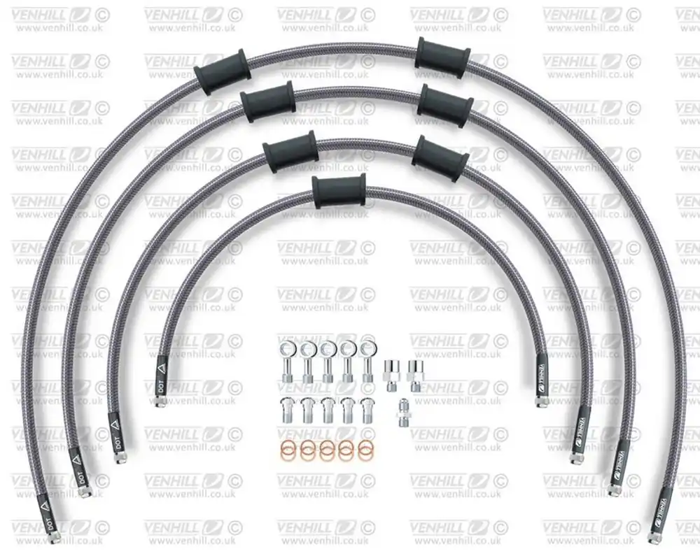 STANDARD Hadice přední brzdy sada Venhill POWERHOSEPLUS HON-10034F (4 hadice v sadě) Průhledné hadice, chromové koncovky Koupit Online