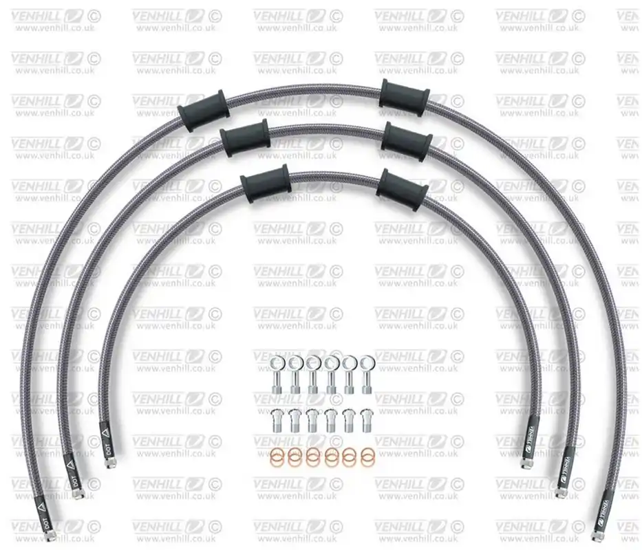 STANDARD Hadice přední brzdy sada Venhill POWERHOSEPLUS HON-7014FS (3 hadice v sadě) Průhledné hadice, nerezové koncovky Nová Kolekce