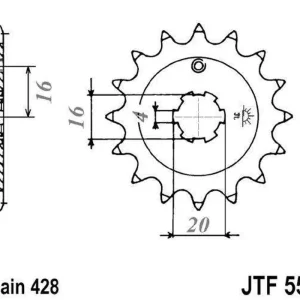 Vysoce Kvalitní Řetězové kolečko JT JTF 555-14 14 zubů, 428
