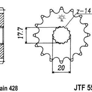 Akční Nabídka Řetězové kolečko JT JTF 558-15 15 zubů, 428