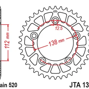 Akční Cena Hliníková řetězová rozeta JT JTA 1316-43BLK 43 zubů, 520 černá