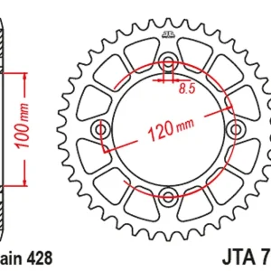 Akce Hliníková řetězová rozeta JT JTA 798-46BLK 46 zubů, 428 černá