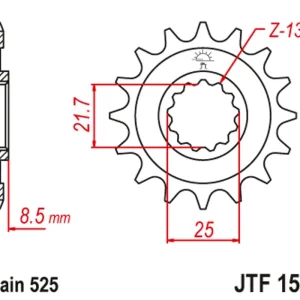 Značkový Řetězové kolečko JT JTF 1537-16 16 zubů, 525