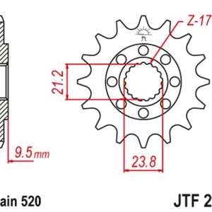 Akce Řetězové kolečko JT JTF 284-14 14 zubů, 520