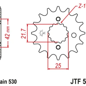 Značkový Řetězové kolečko JT JTF 513-17 17 zubů, 530