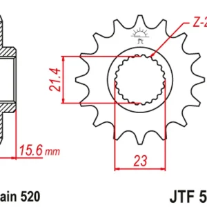 Akční Nabídka Řetězové kolečko JT JTF 577-15 15 zubů, 520