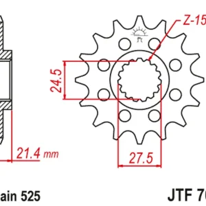 Značkový Řetězové kolečko JT JTF 709-16 16 zubů, 525