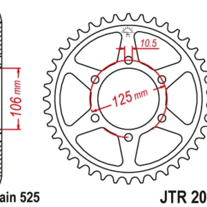 Aktuální Řetězová rozeta JT JTR 2014-48ZBK 48 zubů, 525 Černý zinek