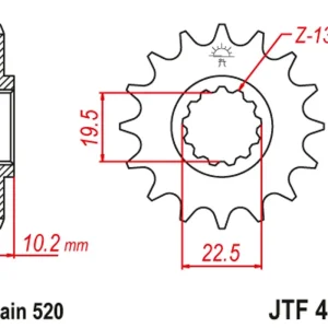 Značkový Řetězové kolečko JT JTF 432-14 14 zubů, 520